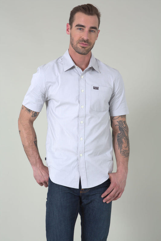 Linville Short Sleeve Dress Shirt in Silver White by Kimes Ranch