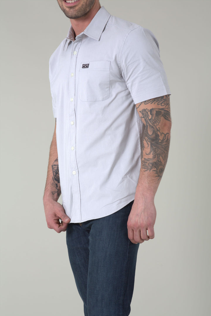 Linville Short Sleeve Dress Shirt in Silver White by Kimes Ranch