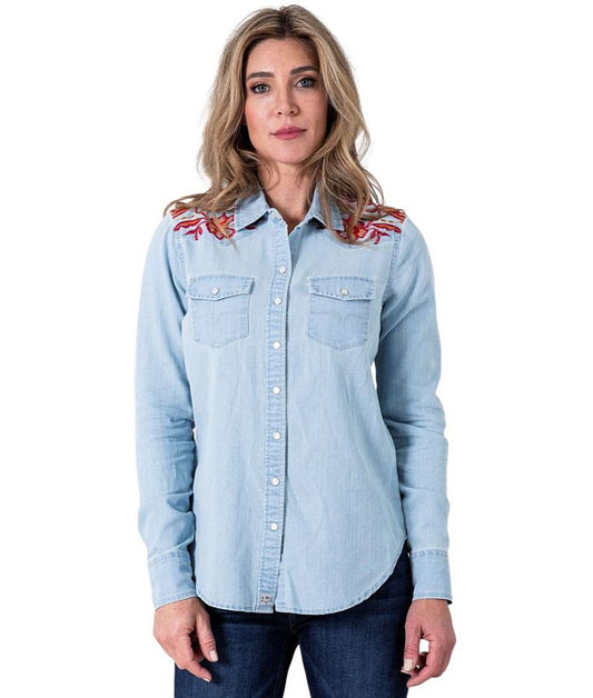 Nashville Top in Destroy Wash Denim by Kimes Ranch