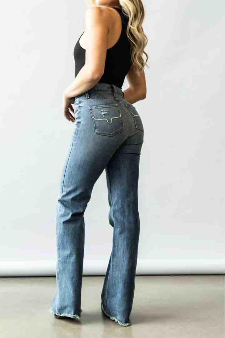 Olivia Wide Leg High Rise Jeans in Medium Blue by Kimes Ranch