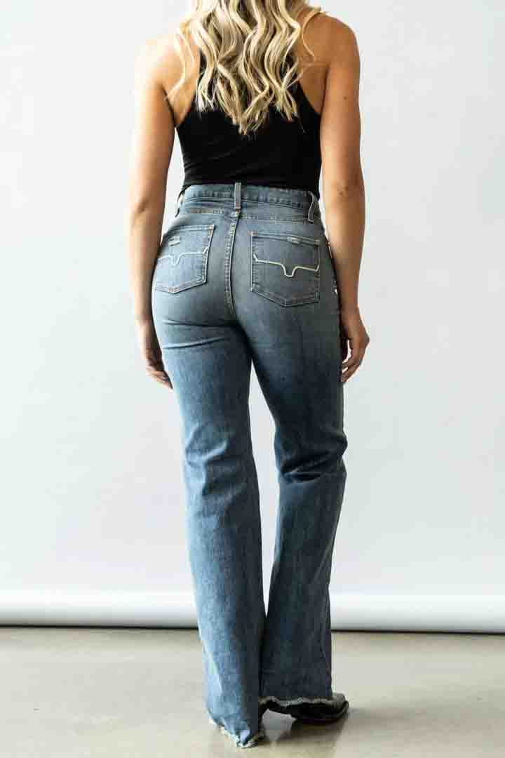 Olivia Wide Leg High Rise Jeans in Medium Blue by Kimes Ranch