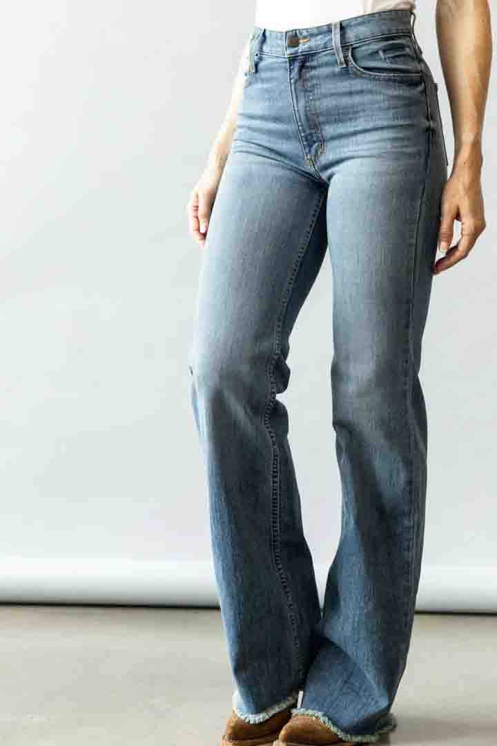 Olivia Wide Leg High Rise Jeans in Medium Blue by Kimes Ranch