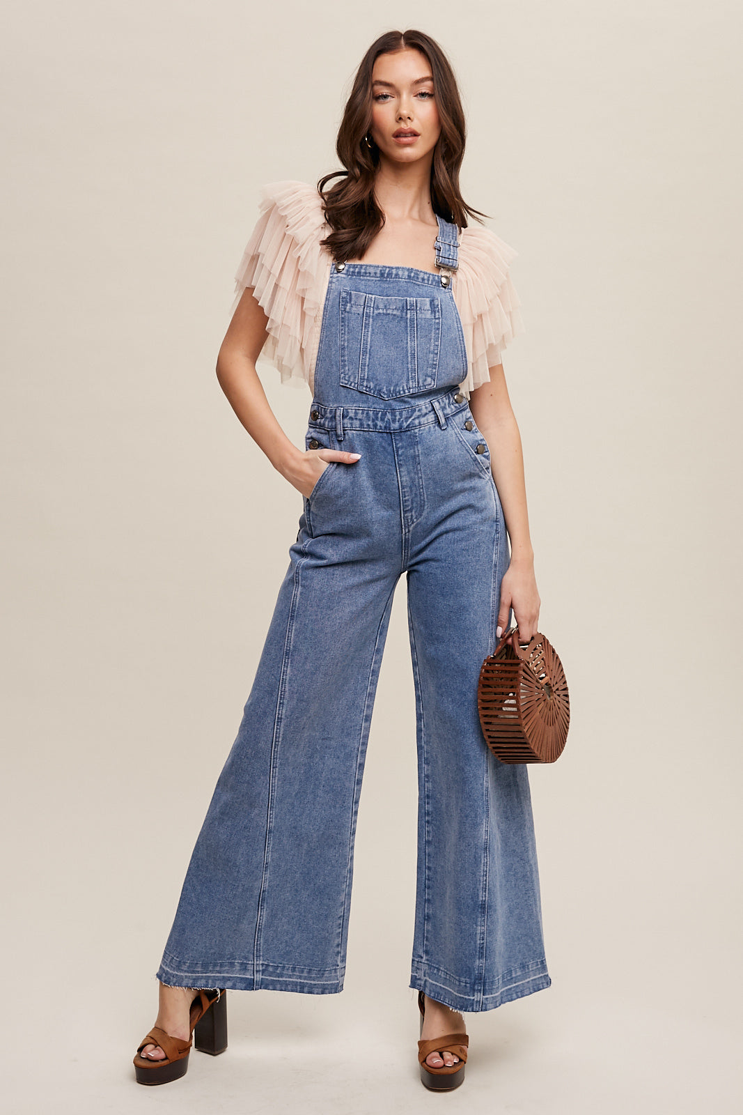 Wide Leg Retro Denim Overalls by Listicle