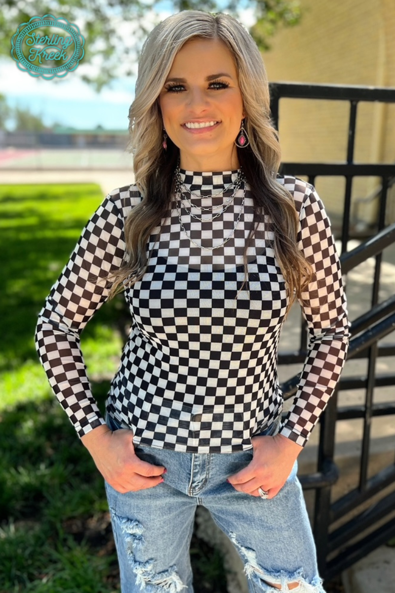 Round The Track Mesh Top by Sterling Kreek
