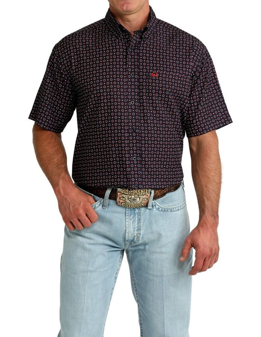 Cinch Mens Short-Sleeve Print ArenaFlex in Navy