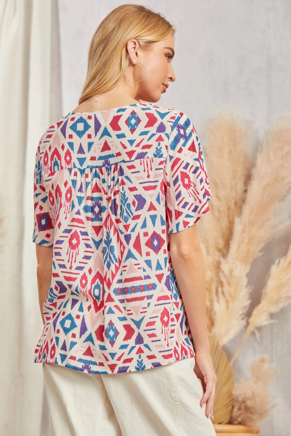 Square Neck Embroidered Print Top by Savanna Jane