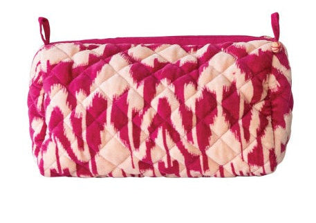 Quilted Cotton Velvet Zip Pouch, 9 in | Creative Co-op