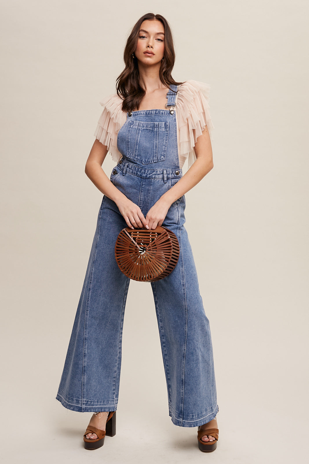 Wide Leg Retro Denim Overalls by Listicle