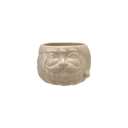 Stoneware Santa Planter Ice Bucket in White from Creative Co-Op