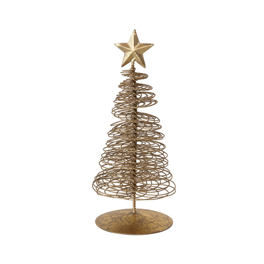 Metal Wire Christmas Tree with Star in Gold Finish by Creative Co-Op