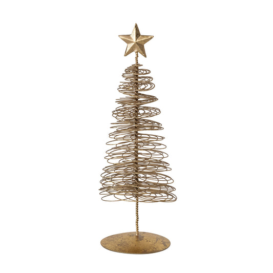 Metal Wire Christmas Tree with Star in Gold Finish by Creative Co-Op