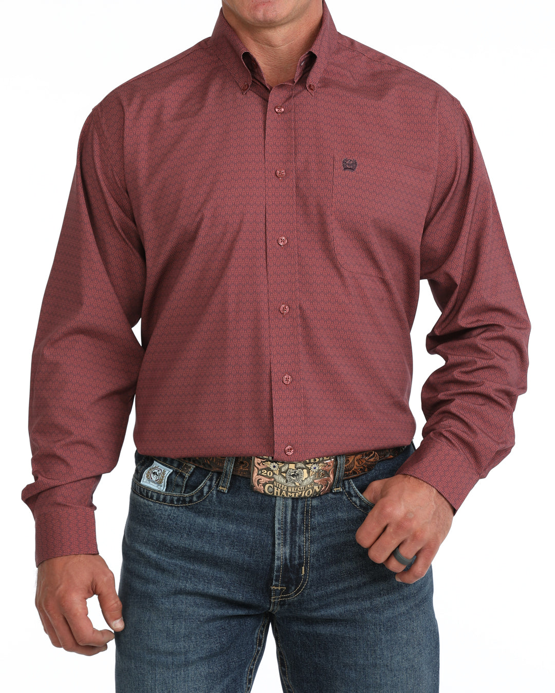 Mens Long Sleeve Arena Flex Shirt in Pink by Cinch