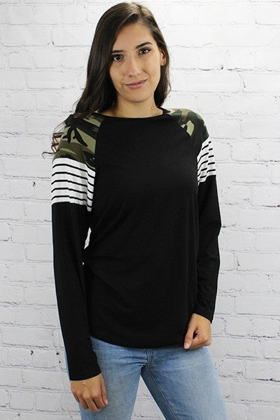 LSL Camo and Stripes Top