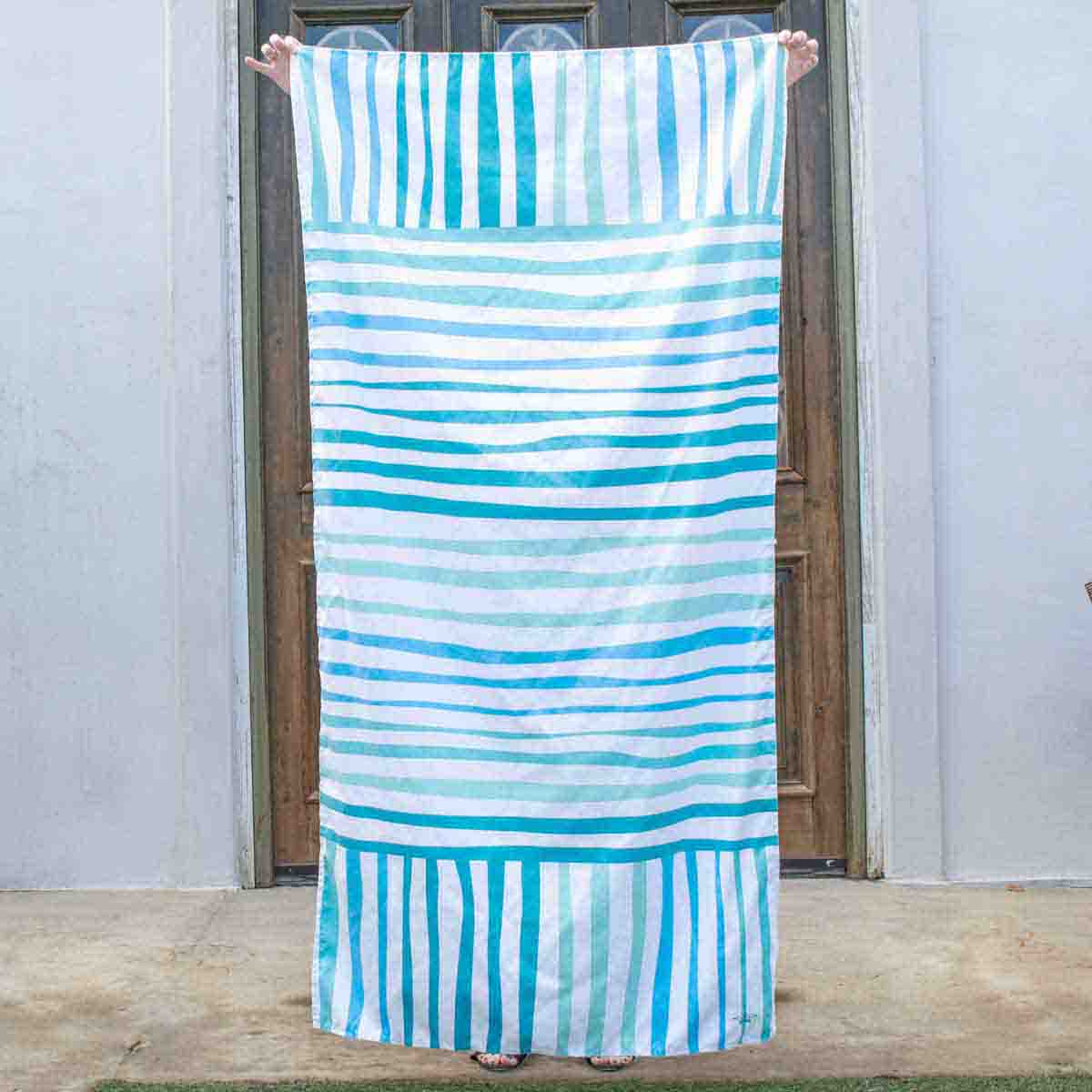 Barbados Stripe Beach Towel Turquoise