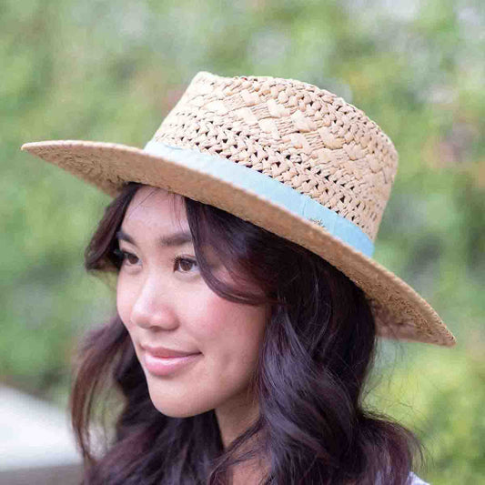 Marina Sun Hat Camel-Aruba Blue