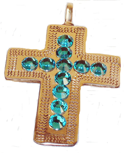Small Cross Pendant #1 Aqua