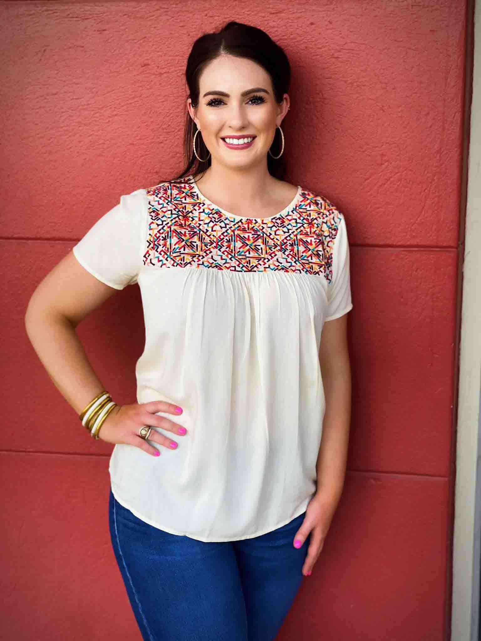 Tessa Cream Scoop Neck Top
