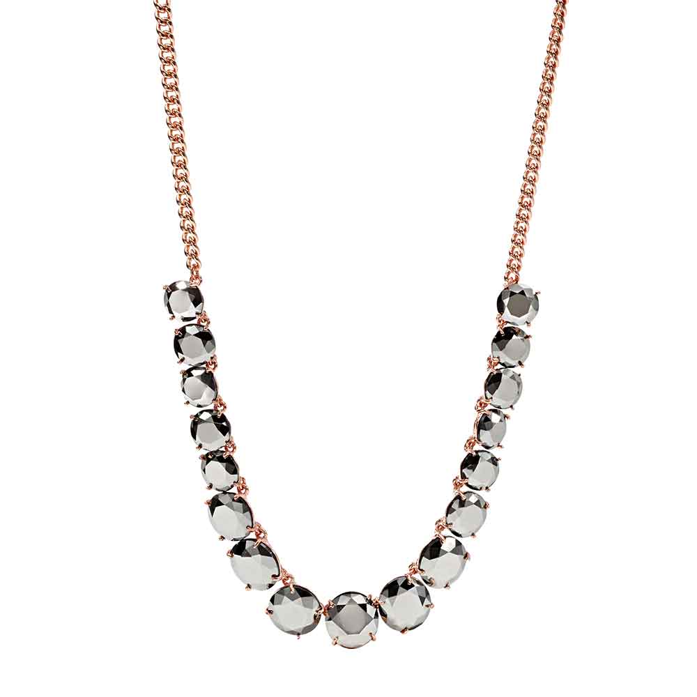 Fossil Gunmetal Prong Necklace