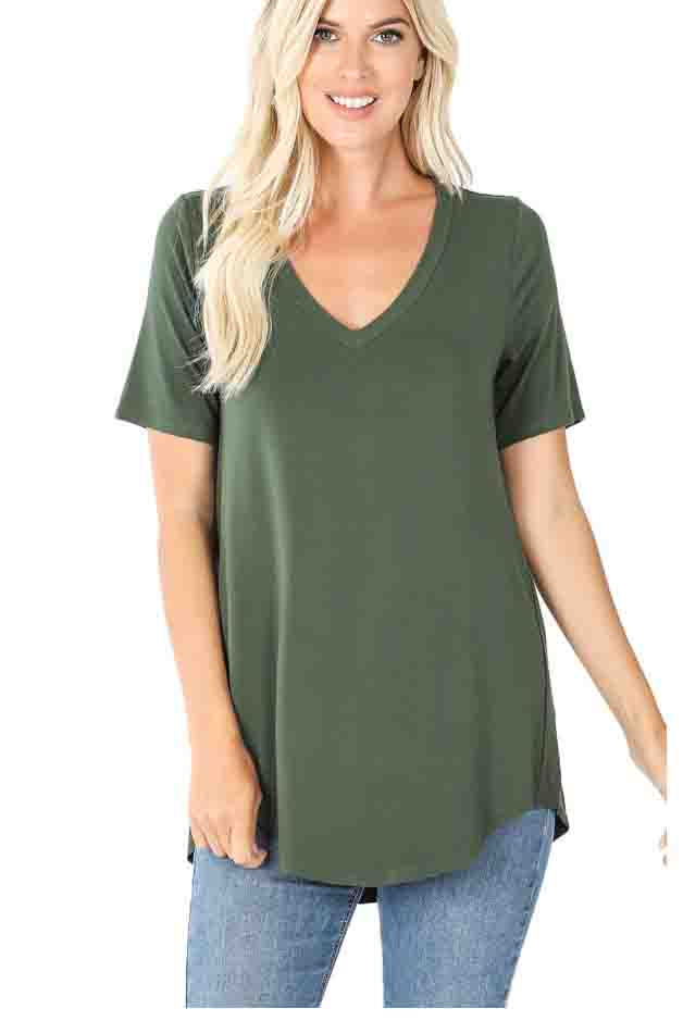 Luxe SSL V-Neck Hi-Low Hem Top