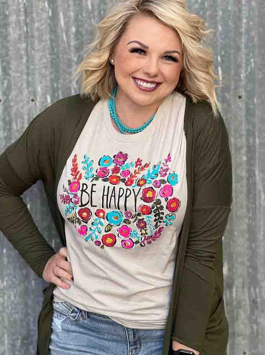 Callie Be Happy Tee Heather Dust