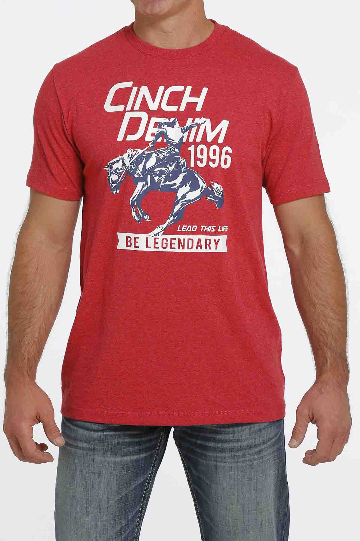 Cinch Mens T-Shirt Script Red