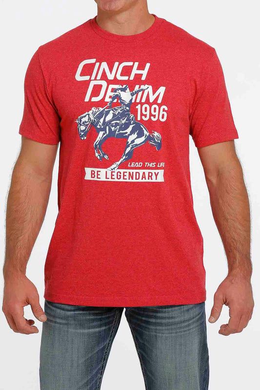 Cinch Mens T-Shirt Script Red
