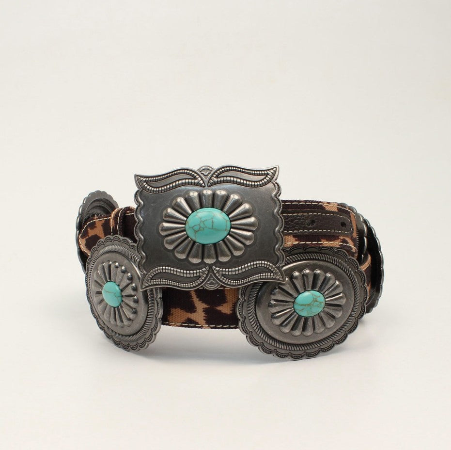 Leopard Oval Concho Buckle Brown