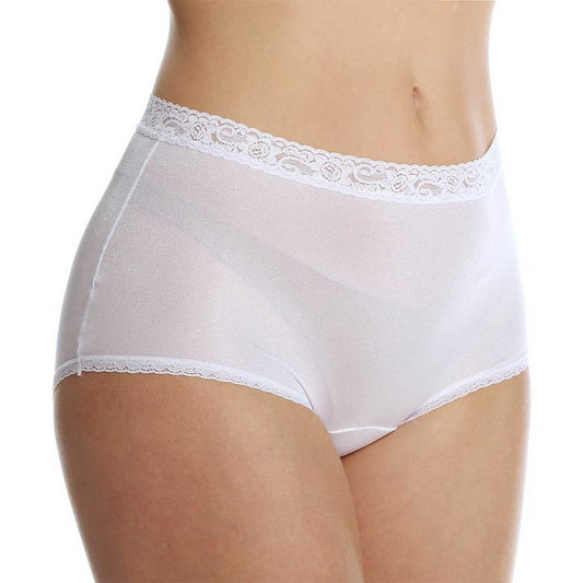 Lorraine Nylon Full Brief with Lace Trim Panty