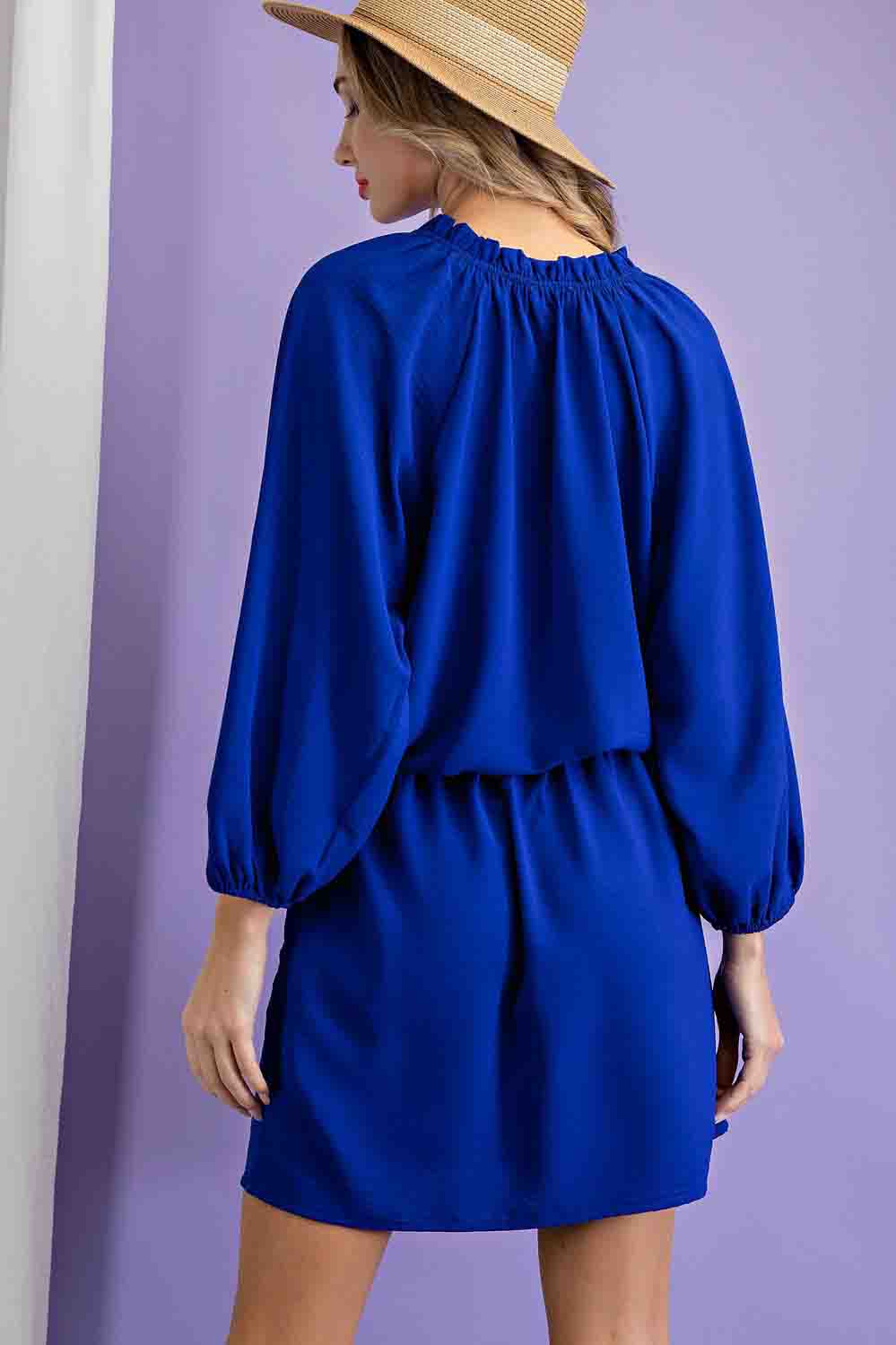 Cinched Waist LSL Dress Royal