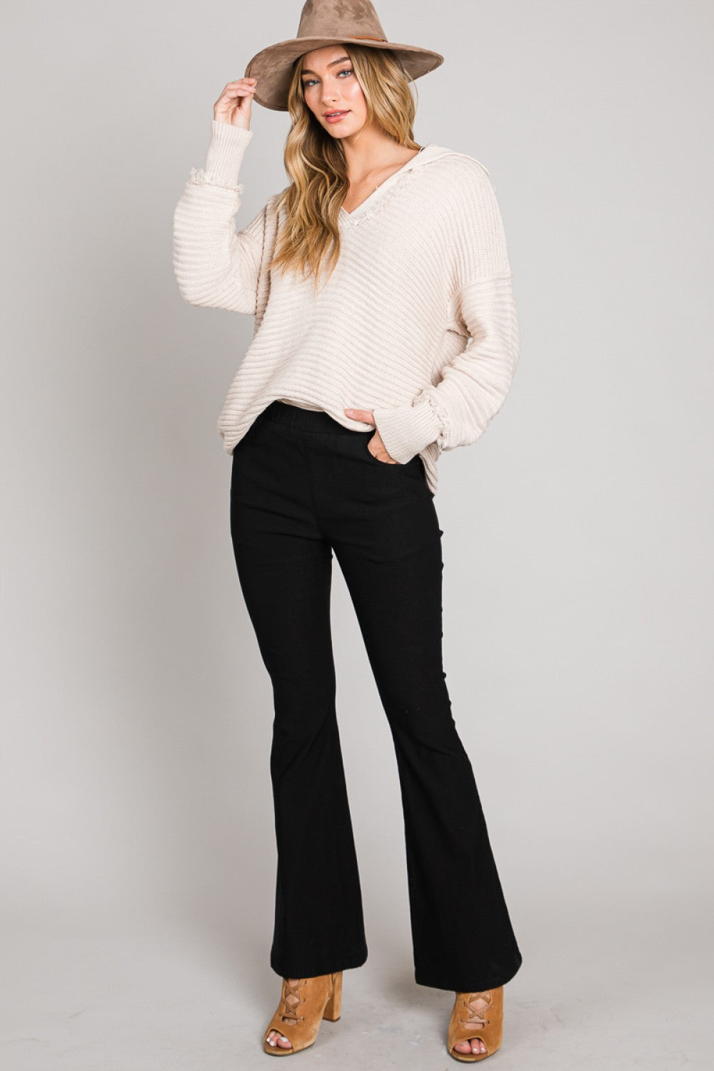 Super Stretch Flare Pants Black