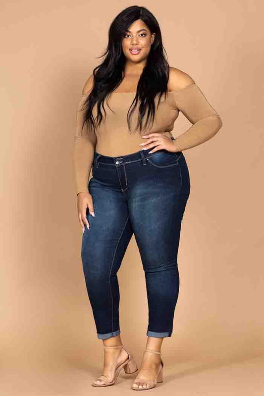 YMI Plus Cuffed Ankle Jeans S08