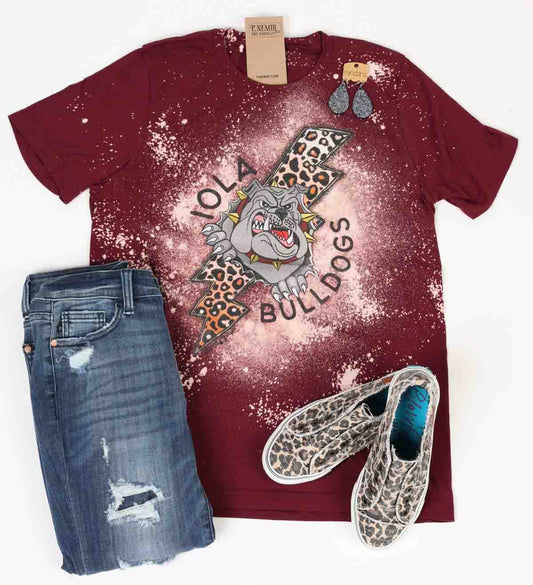 Iola Bulldogs Rockin Bleached Tee