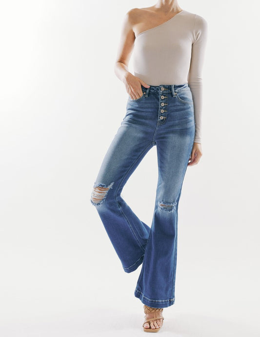 KanCan Flare Trouser Petite Button