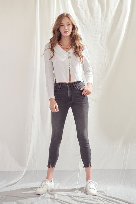 KanCan Hadlee High Rise Ankle Skinny Jeans Dark Grey