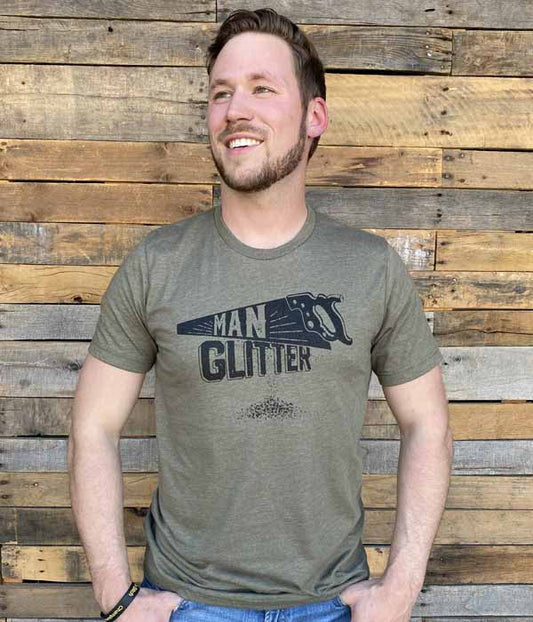 Man Glitter Tee Vintage Olive