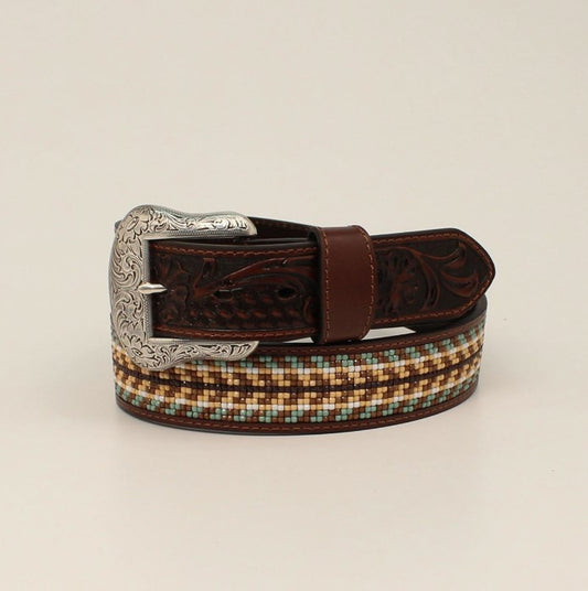 Nocona Beaded Inlay Belt Brown