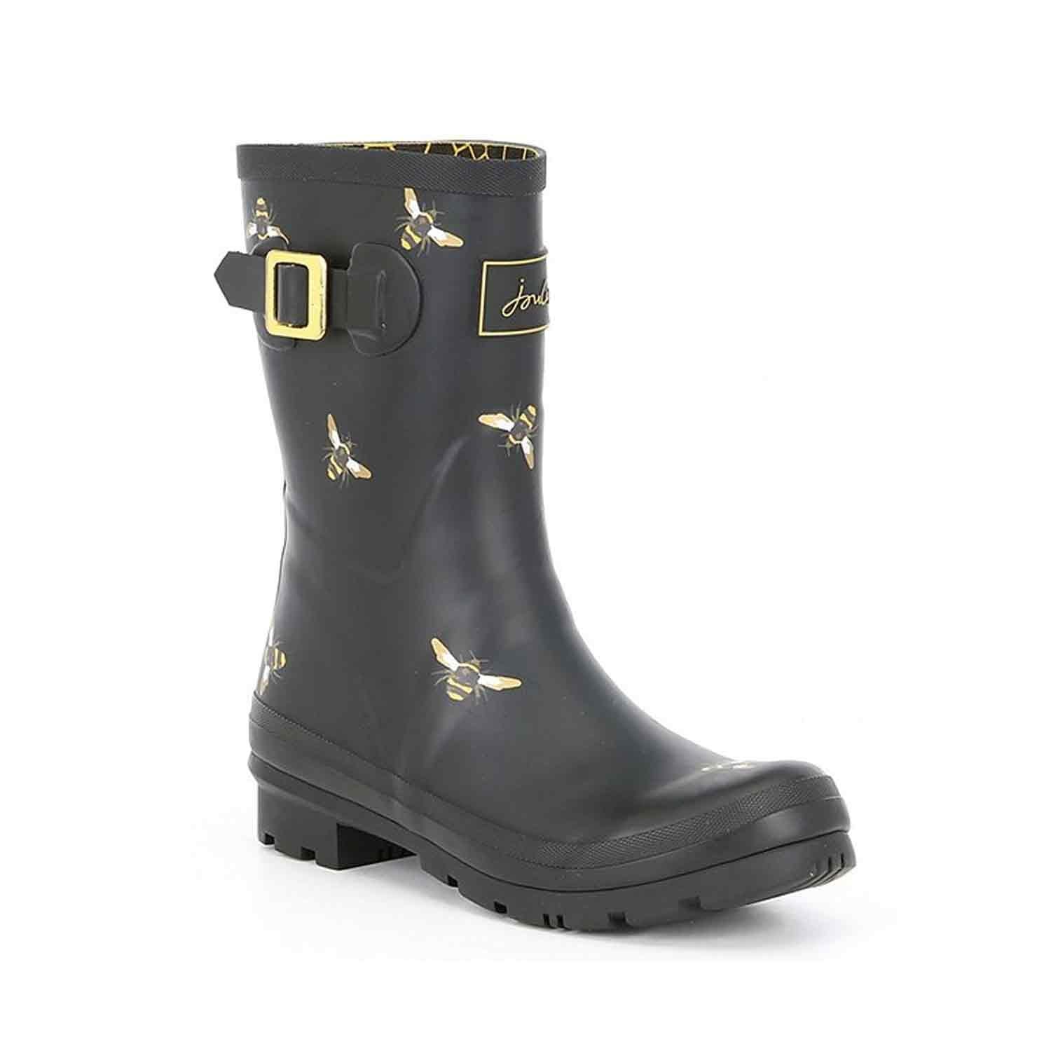 Joules Womens Mid Wellies Black Bees