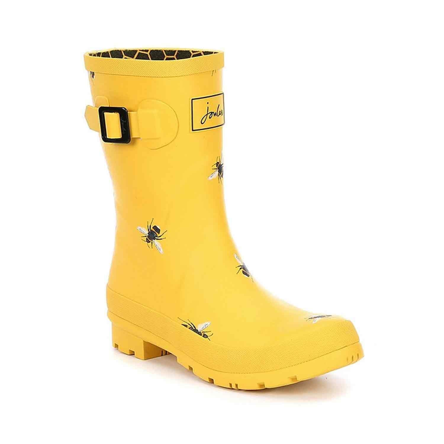 Joules Womens Mid Wellies Gold Bees