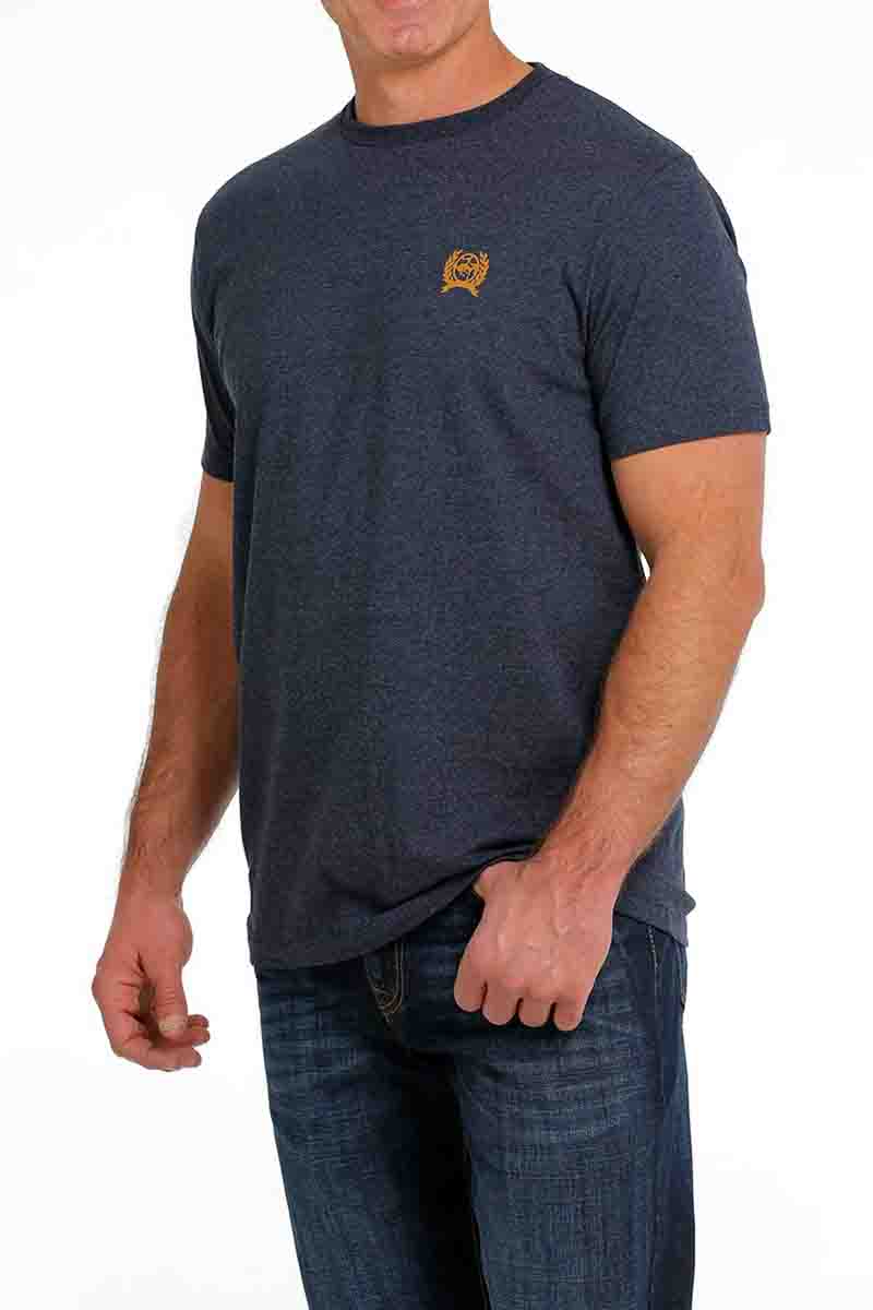 Cinch Mens T-Shirt Script Heather Navy