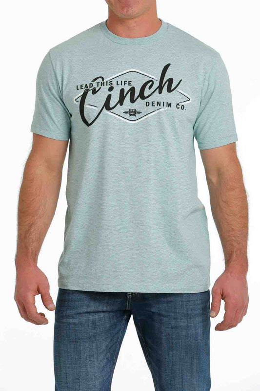 Cinch Mens Tee Script Teal