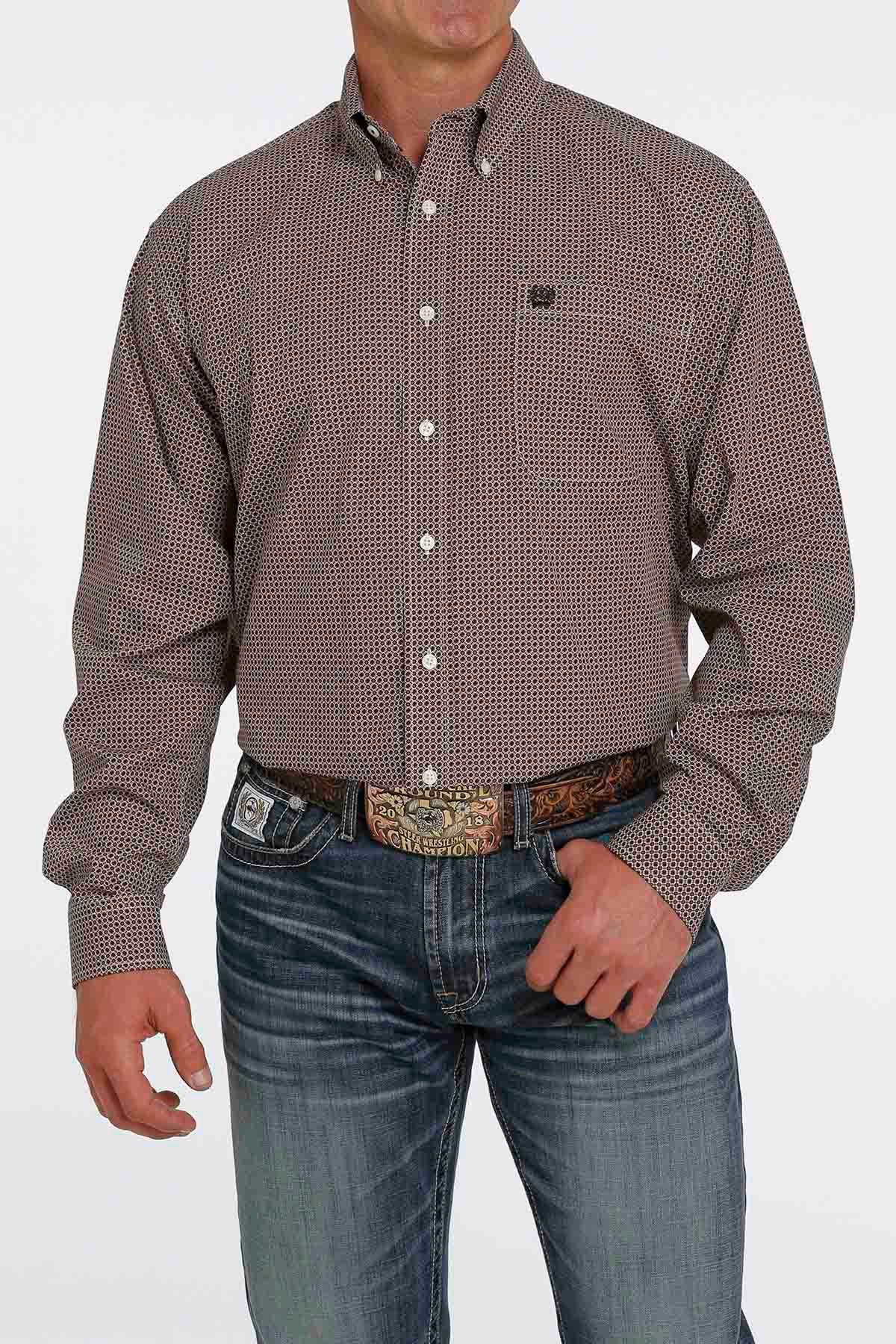 Cinch LSL Button-Down Shirt Print Cream