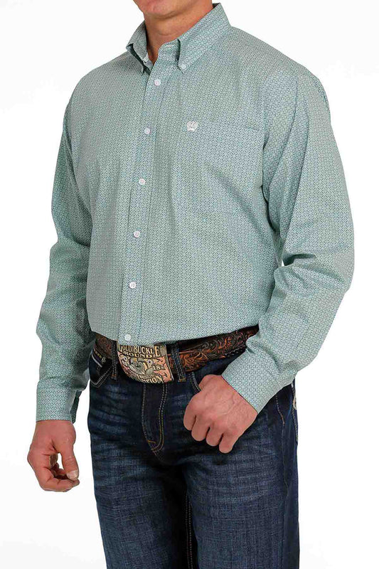 Cinch LSL Button-Down Shirt Print Blue