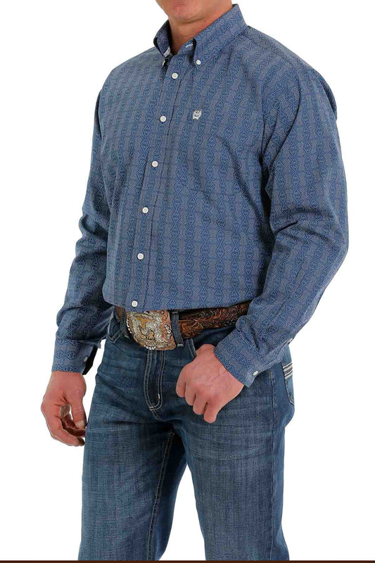 Cinch LSL Geometric Print Blue