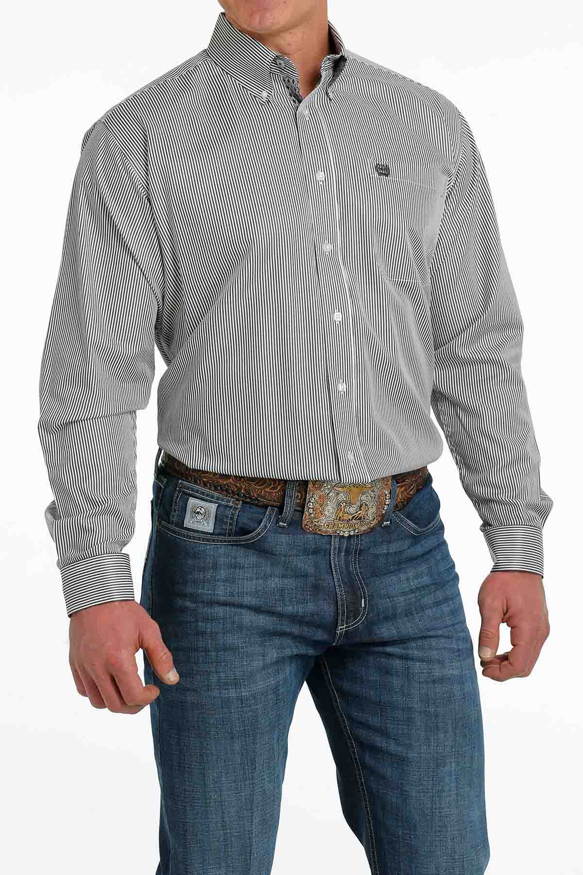 Cinch LSL BD Stripe Gray