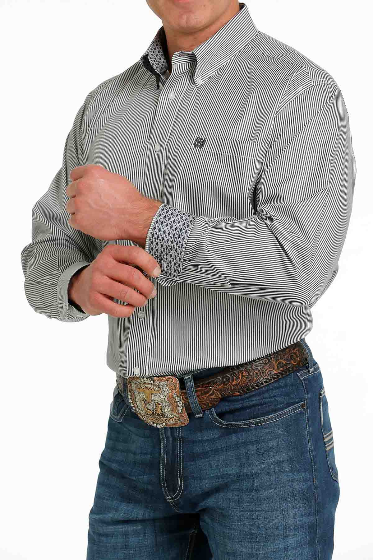 Cinch LSL BD Stripe Gray