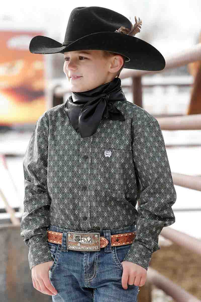 Boys Long Sleeve Solid Button Down Shirt Olive