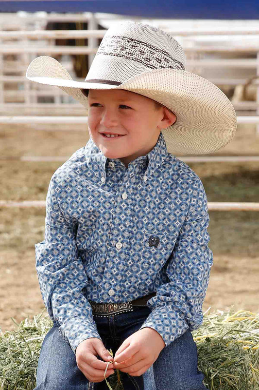 Boys Cinch Shirt Long-Sleeve Multi Blue