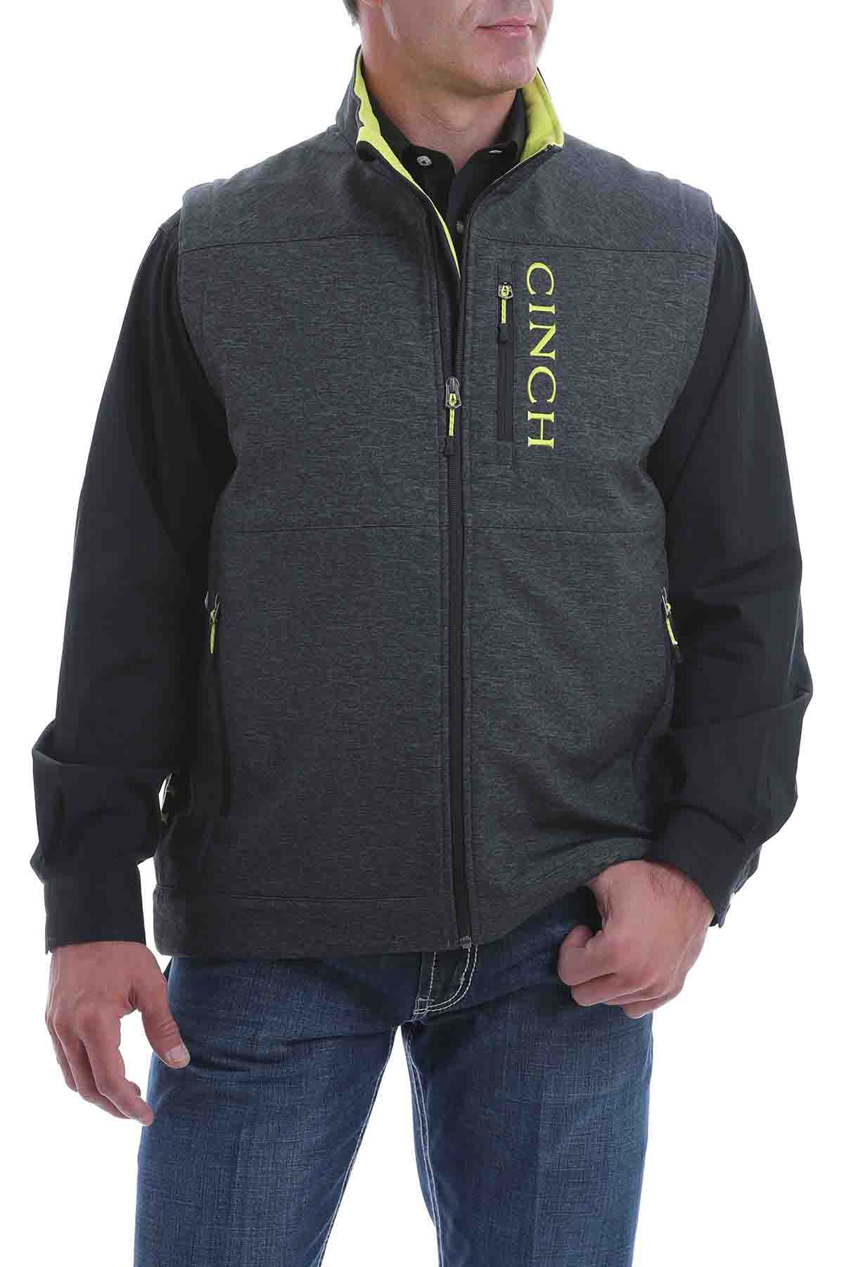 Cinch Textured Bonded Vest Charcoal-Yellow