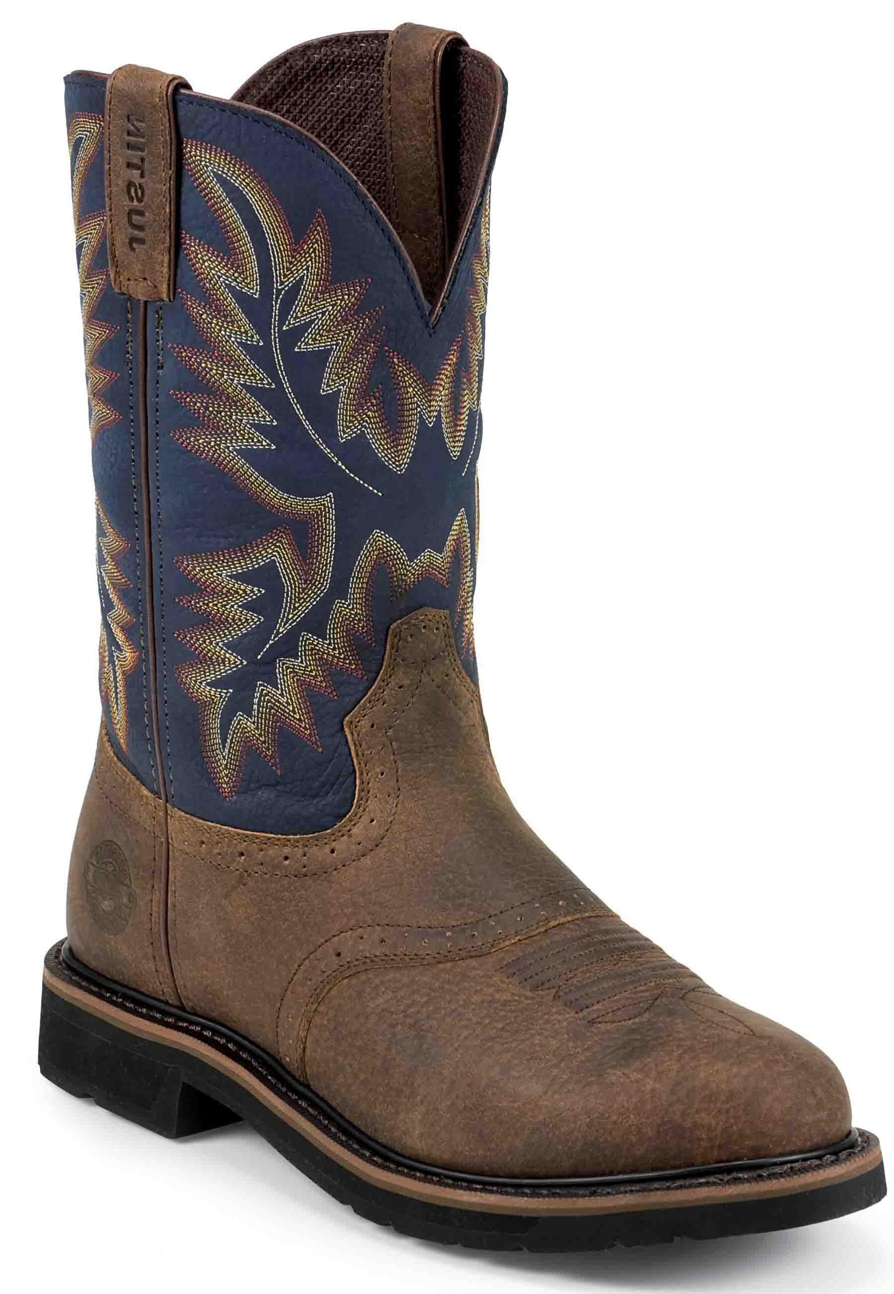Justin Round Toe Stampede Safety Toe Work Boots