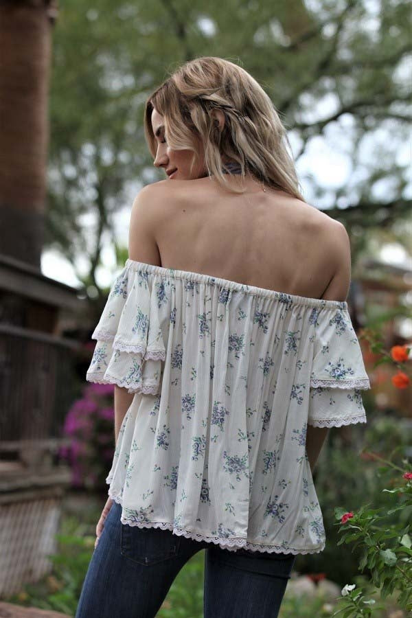 Angie Off Shoulder SSL Top Blue